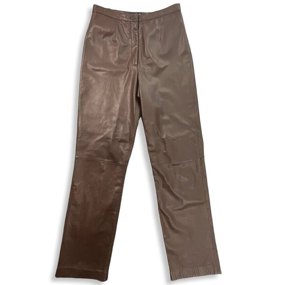 Mixit VTG Y2K Leather Pants Womens 8 Soft‎ High Rise Streetwear Chocolate Brown - Picture 1 of 8